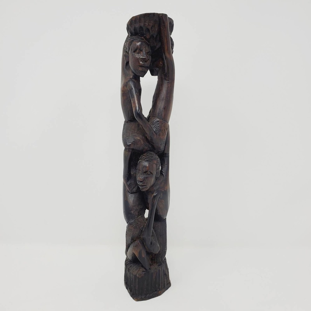 Vintage Carved Wood Sculpture African Folk Art Handcrafted Home Decor